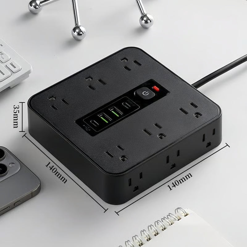 PowerHub Max™ — Smart Surge Protector with USB & Type-C Fast Charging
